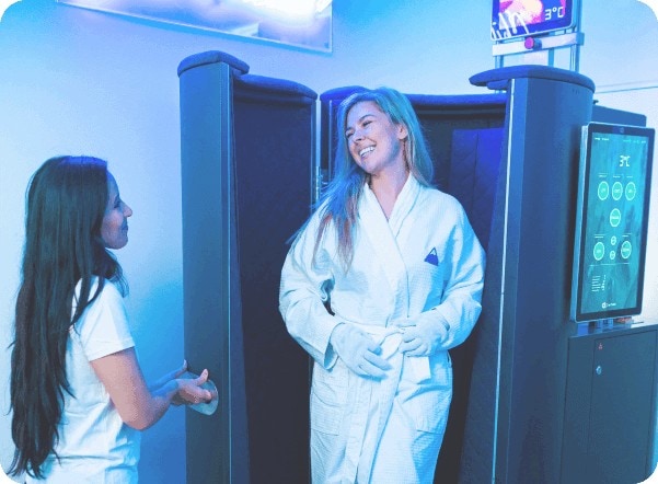 woman smiling at cryotherapy sydney specialist before treatment
